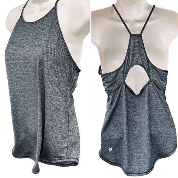 Lululemon Fast As Light Singlet Tank Heathered Black Womens Size 4 EUC - Picture 1 of 8